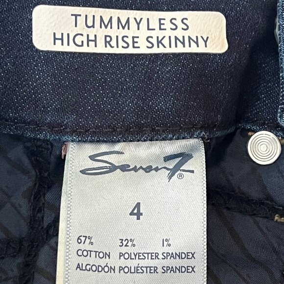 Seven7 Women's Tummyless High Rise Skinny Jeans Sz 4 Dark Wash Cotton Blend NWOT - Picture 6 of 10